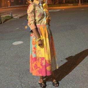 Zara printed shirt and midi skirt